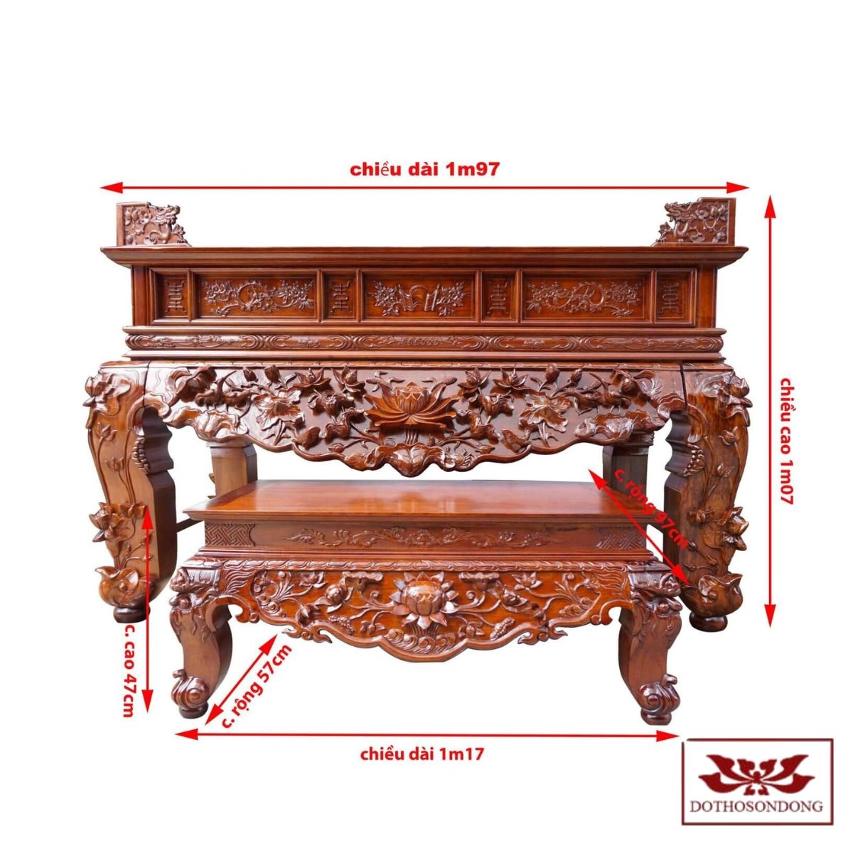 Kích thước sập thờ đơn tham khảo