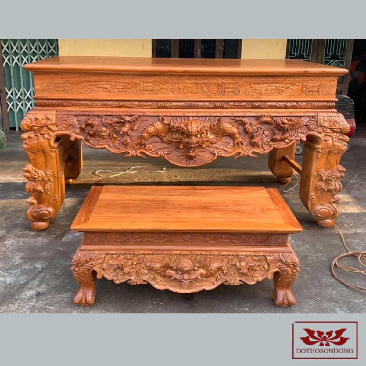 Mẫu sập thờ trang trí hình rồng