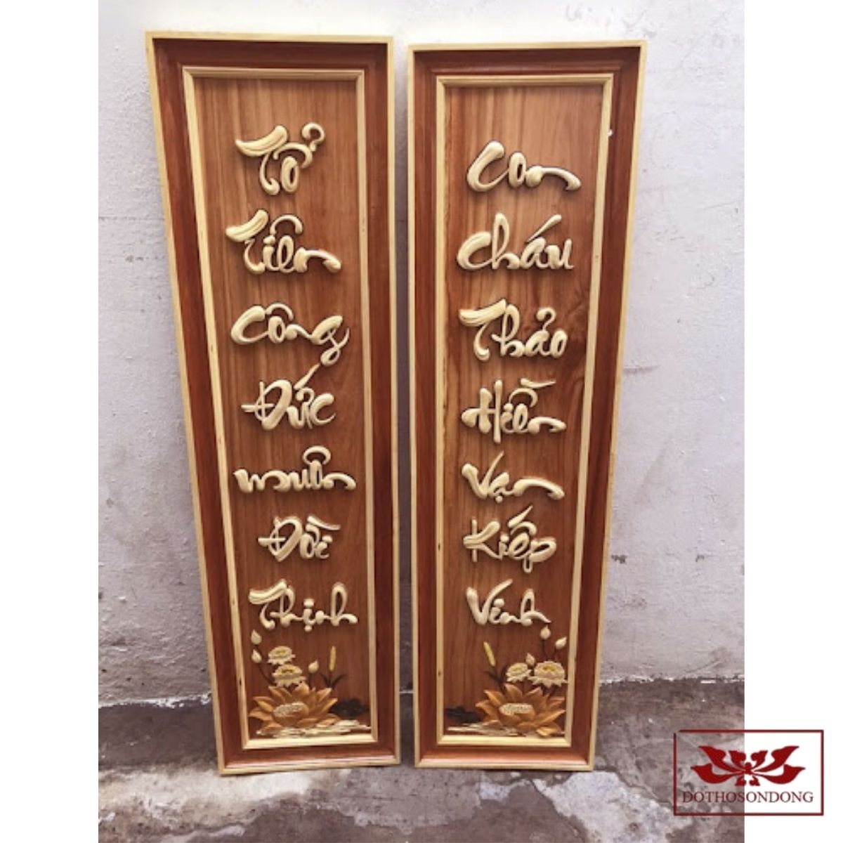Câu liễn ban thờ khắc trên gỗ quý