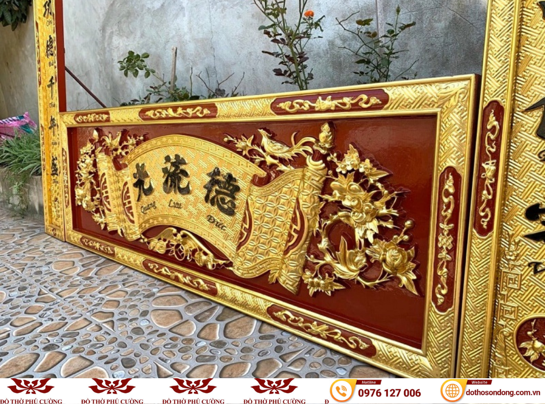 bộ hoành phi câu đối dát vàng
