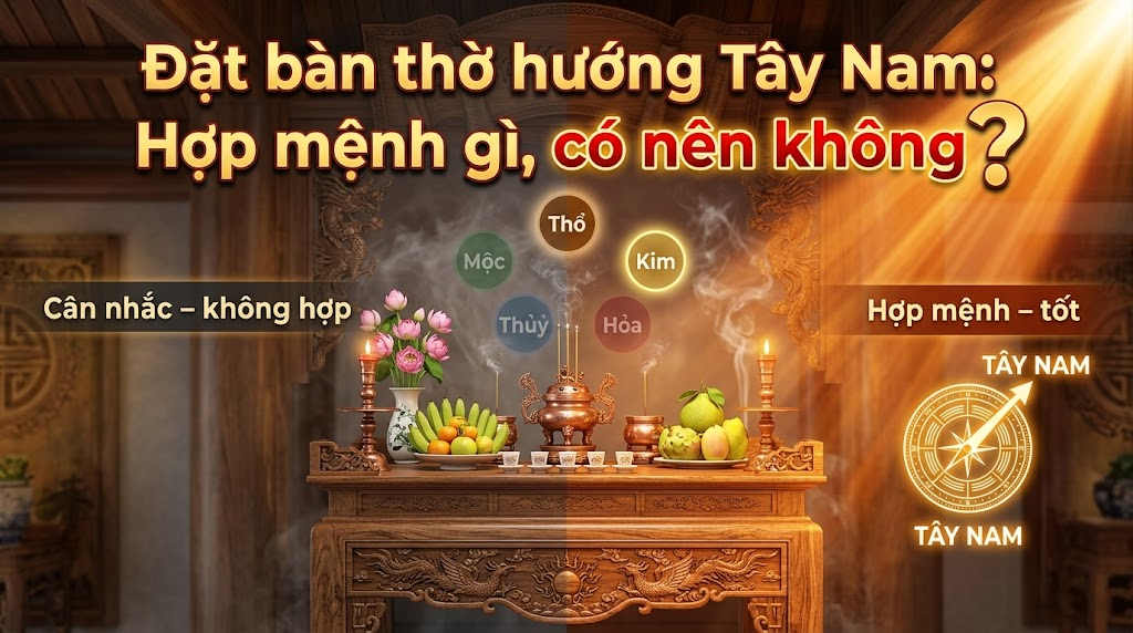 Đặt bàn thờ hướng Tây Nam