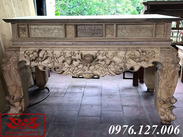 Mẫu bàn thờ đẹp - sập thờ gỗ gụ chạm sen ms 33